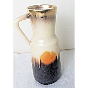 Vase W Germany Bay Keramik 60's brown orange metallic gold Mid century 267 20